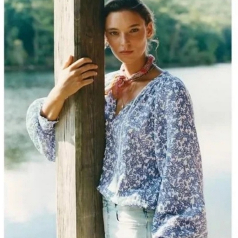 Porridge anthropologie Elisabeth floral peasant blouse